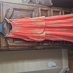 MSK Long Orange and Gold Dress